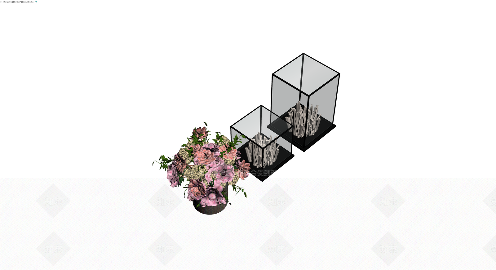 展示柜与花艺组合3D模型下载【ID:1230184489】