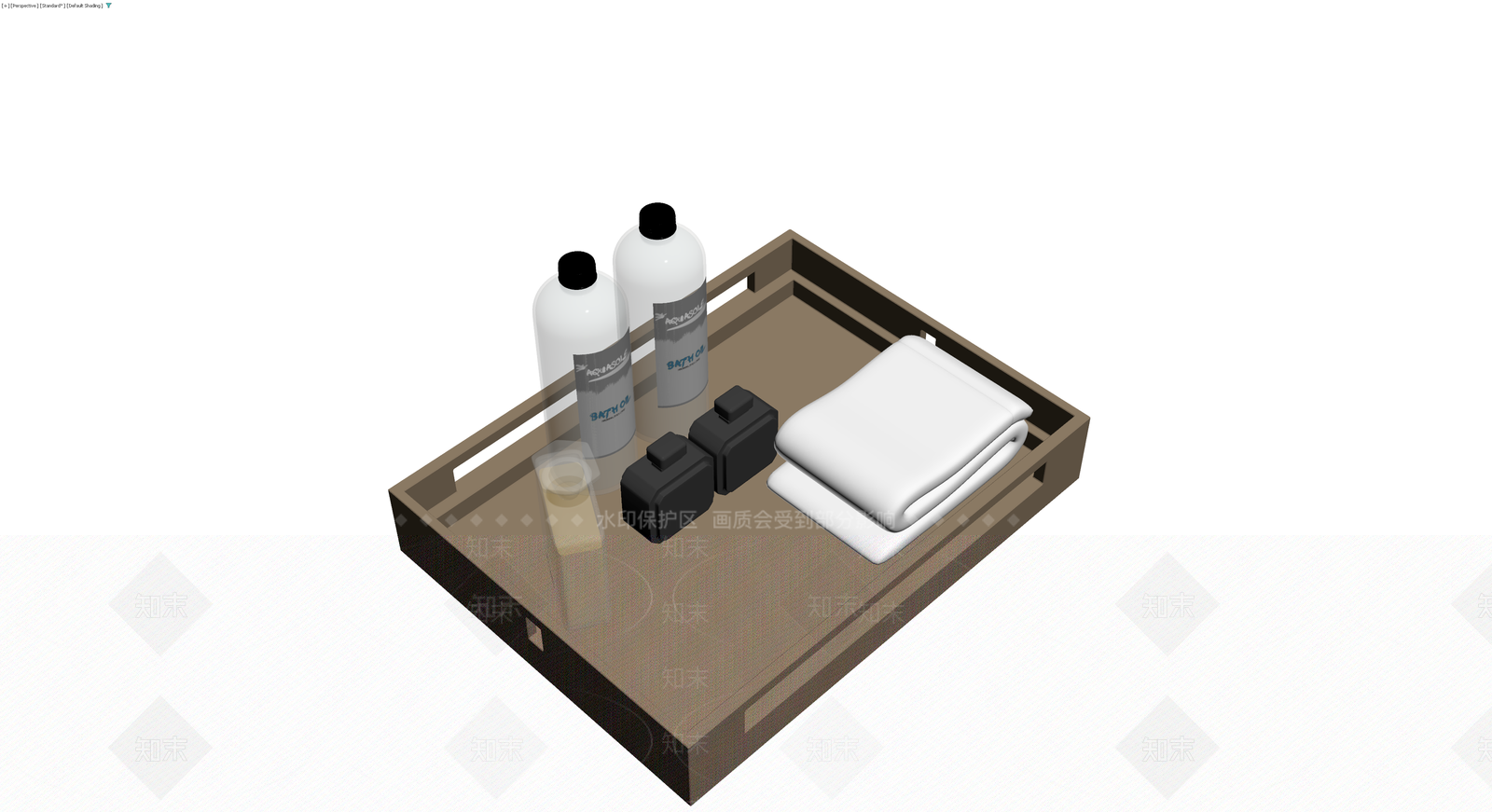 木质托盘及洗浴用品组合3D模型下载【ID:1230568816】