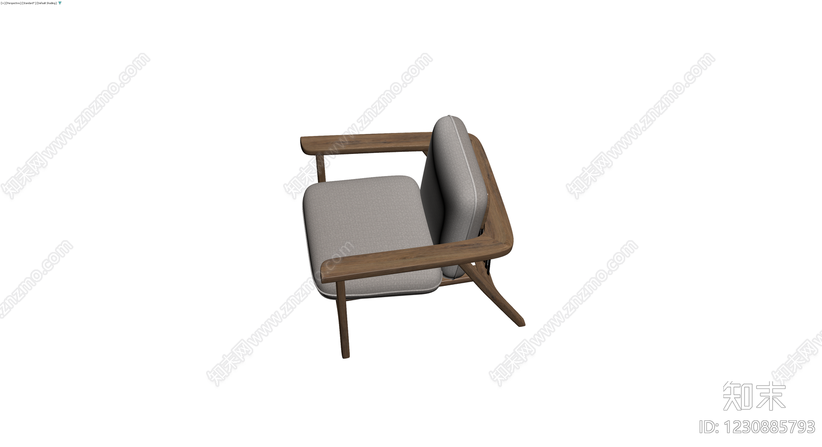 现代实木软包扶手椅3D模型下载【ID:1230885793】