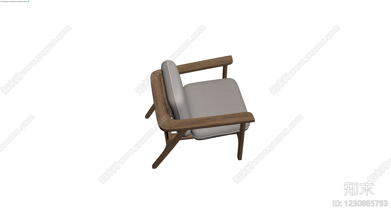 现代实木软包扶手椅3D模型下载【ID:1230885793】