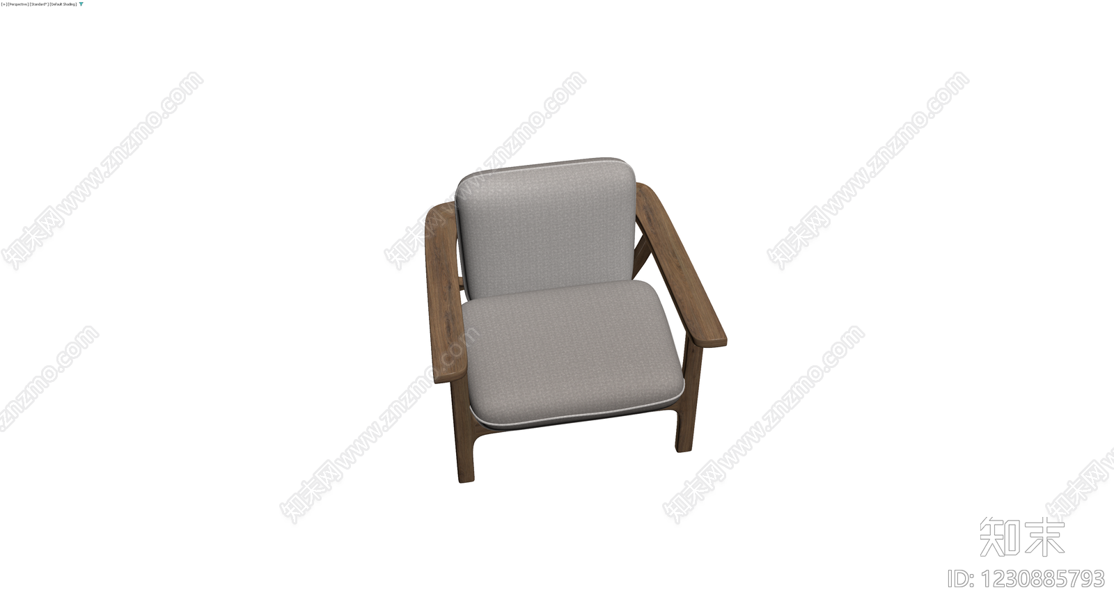 现代实木软包扶手椅3D模型下载【ID:1230885793】