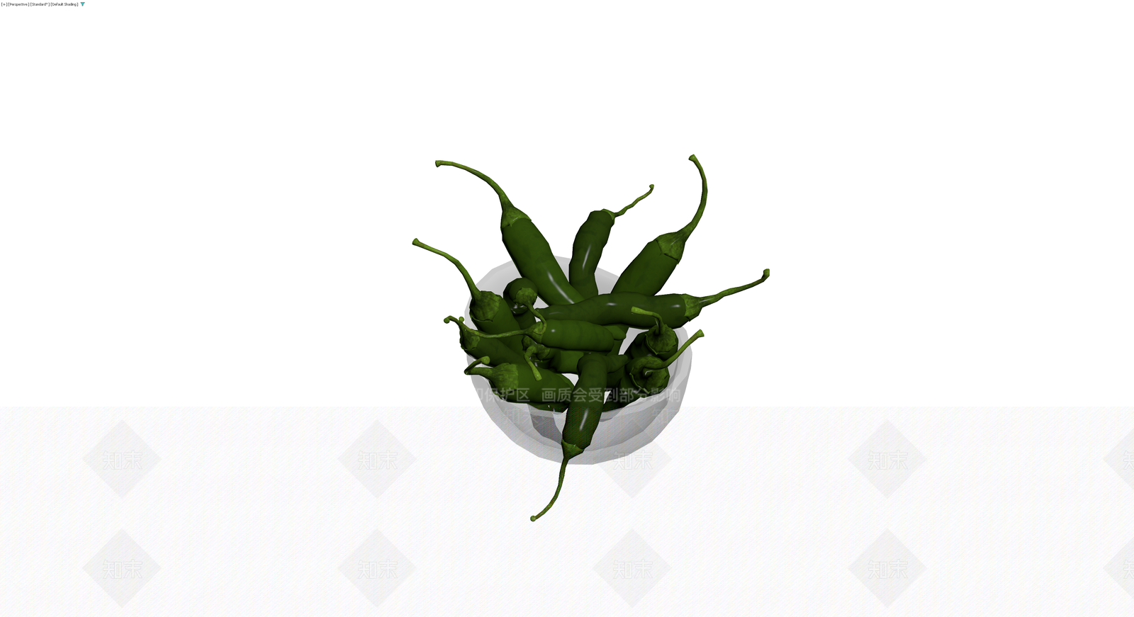 白碗盛放青椒组合3D模型下载【ID:1229619647】