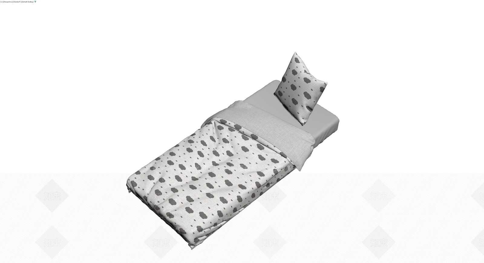 灰模云朵图案床品3D模型下载【ID:1230609176】