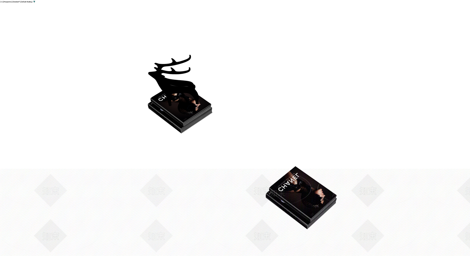 黑鹿雕塑与书籍组合3D模型下载【ID:1230535080】