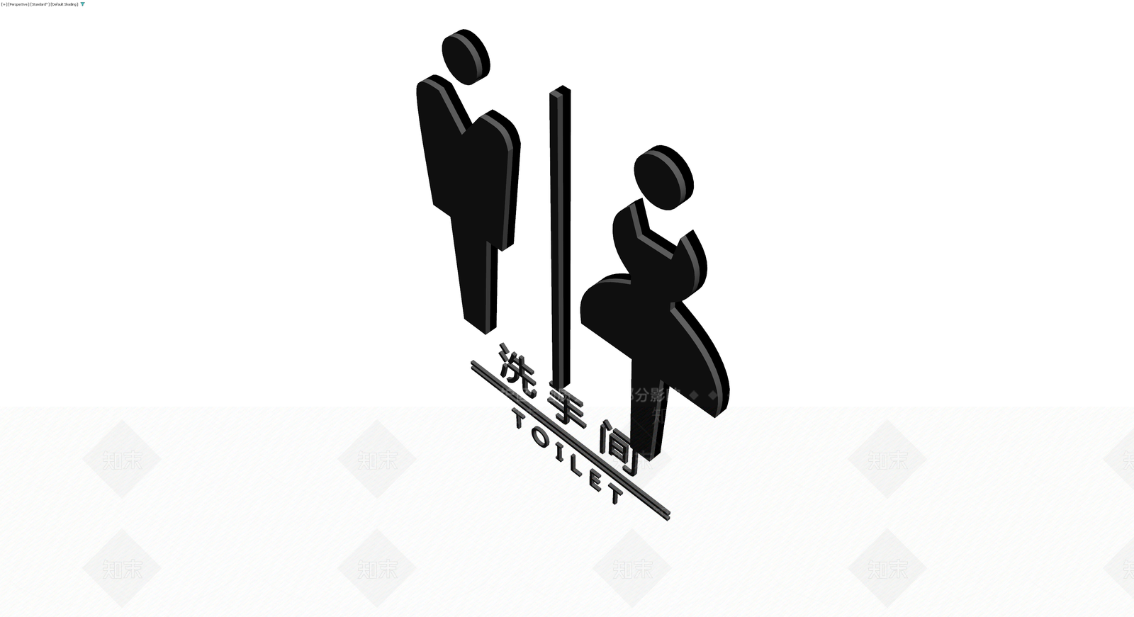 洗手间指示牌灰模3D模型下载【ID:1230446212】
