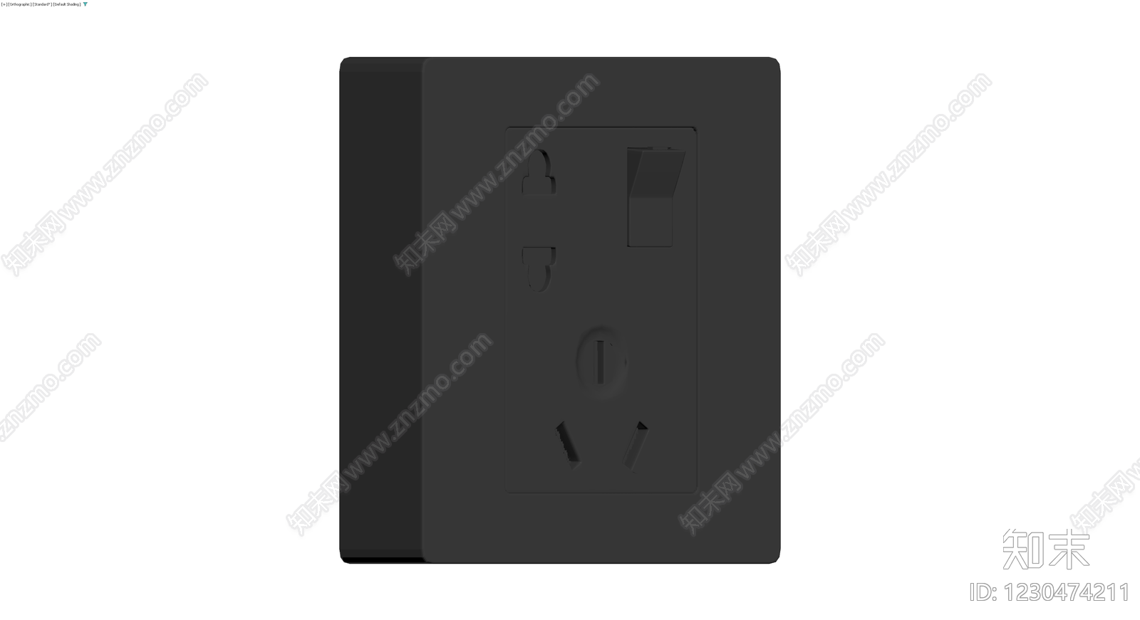 黑色多功能墙壁插座3D模型下载【ID:1230474211】