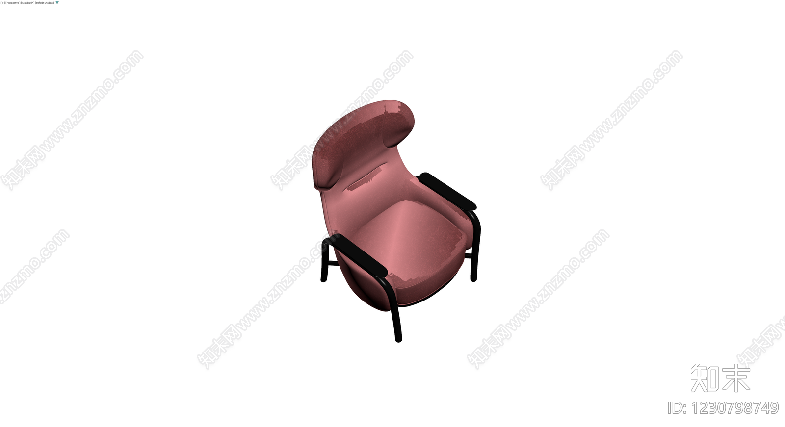 红褐色软包扶手椅3D模型下载【ID:1230798749】