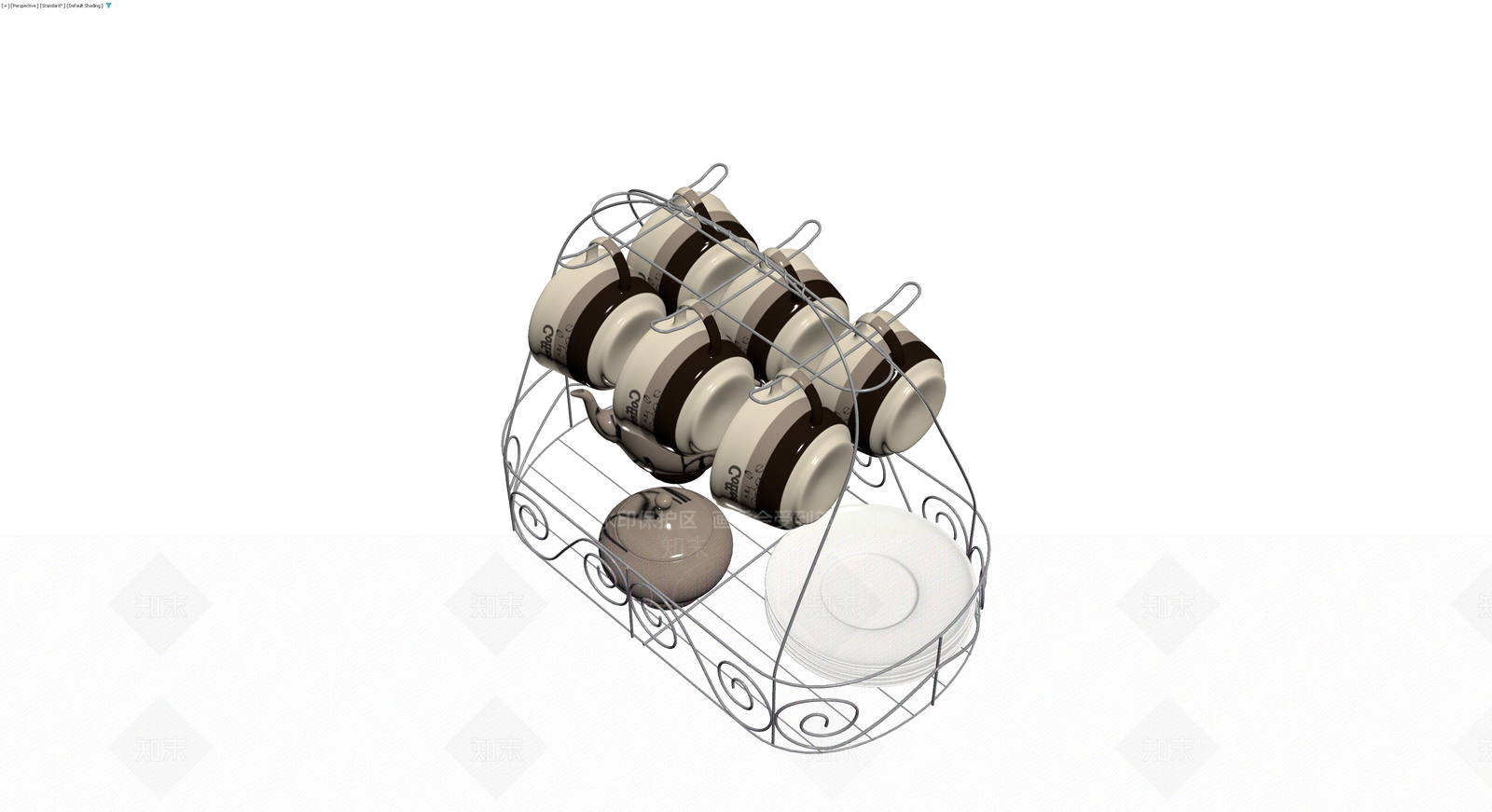 铁艺茶具收纳架3D模型下载【ID:1230661611】