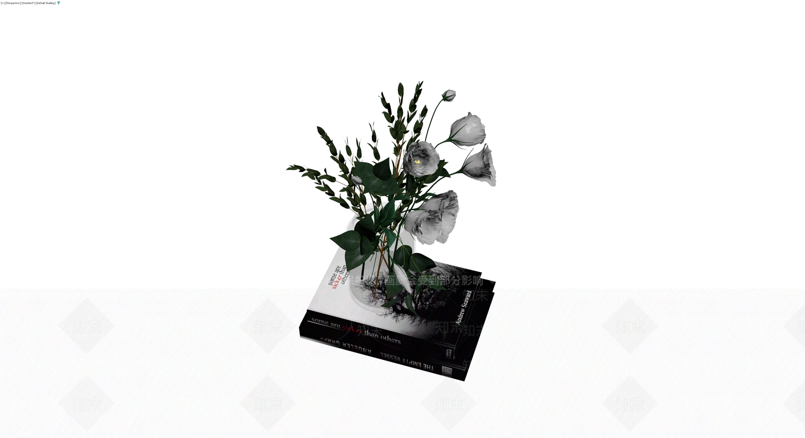 书籍与花束组合摆件3D模型下载【ID:1229851450】