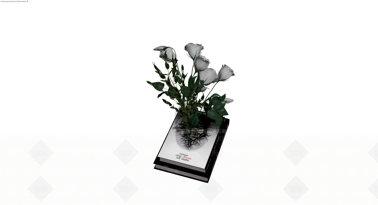 书籍与花束组合摆件3D模型下载【ID:1229851450】