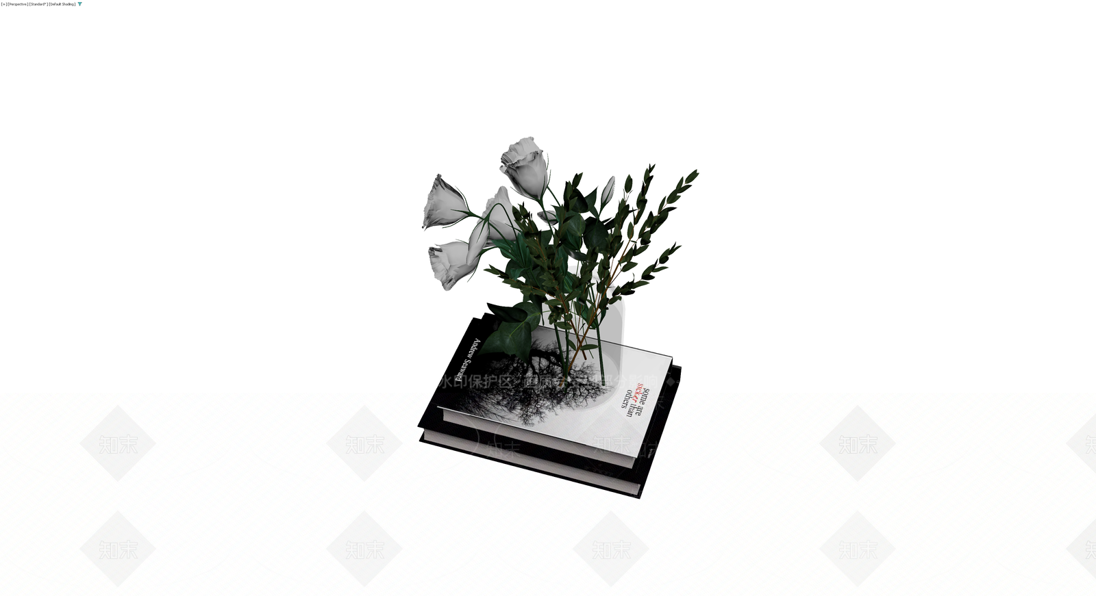 书籍与花束组合摆件3D模型下载【ID:1229851450】
