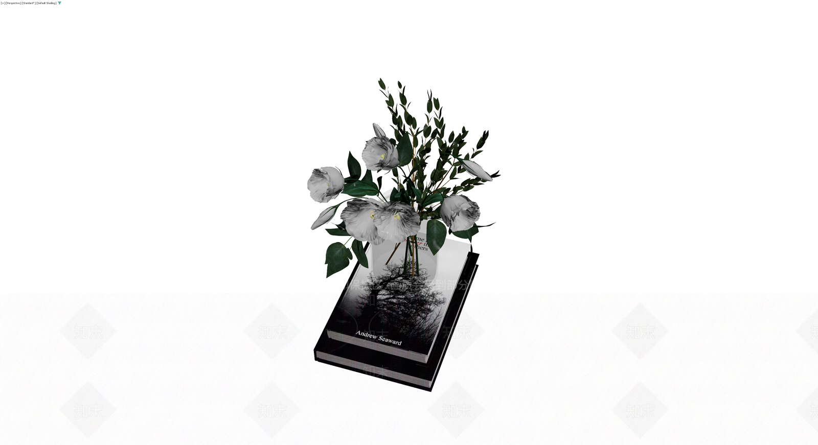 书籍与花束组合摆件3D模型下载【ID:1229851450】