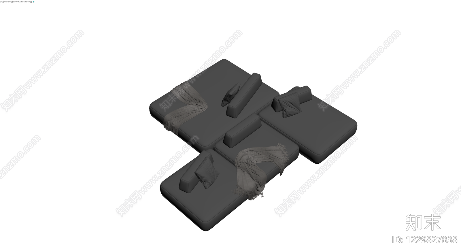 灰色模块化沙发组合3D模型下载【ID:1229827838】