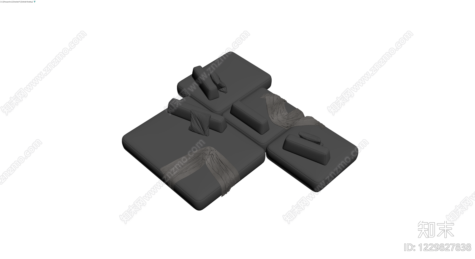 灰色模块化沙发组合3D模型下载【ID:1229827838】