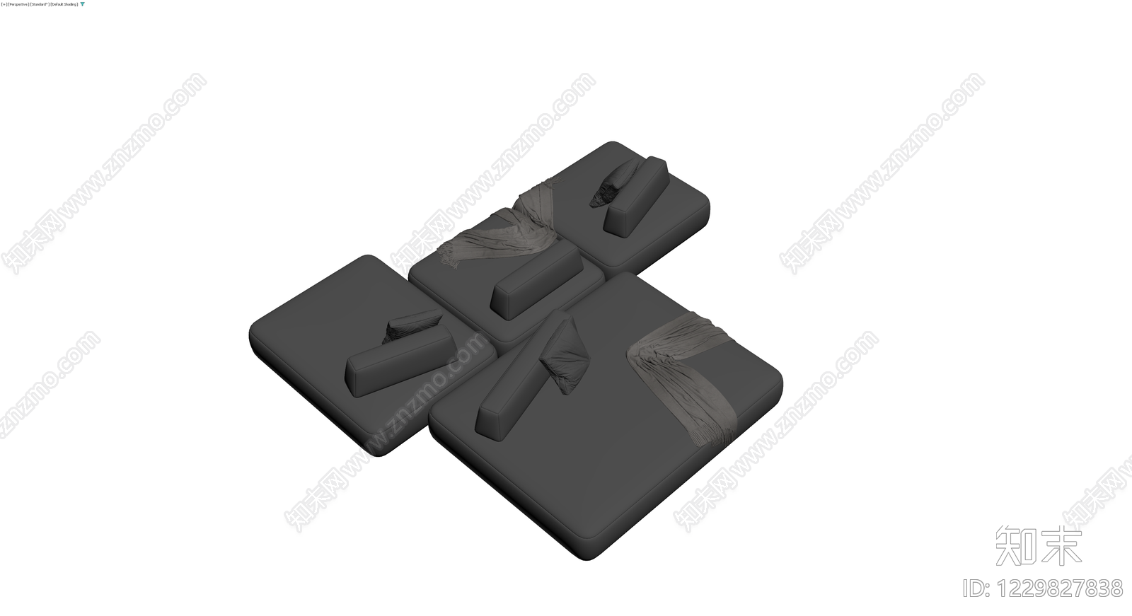 灰色模块化沙发组合3D模型下载【ID:1229827838】