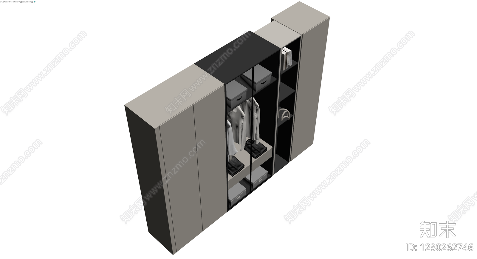 现代黑框玻璃衣柜3D模型下载【ID:1230262746】