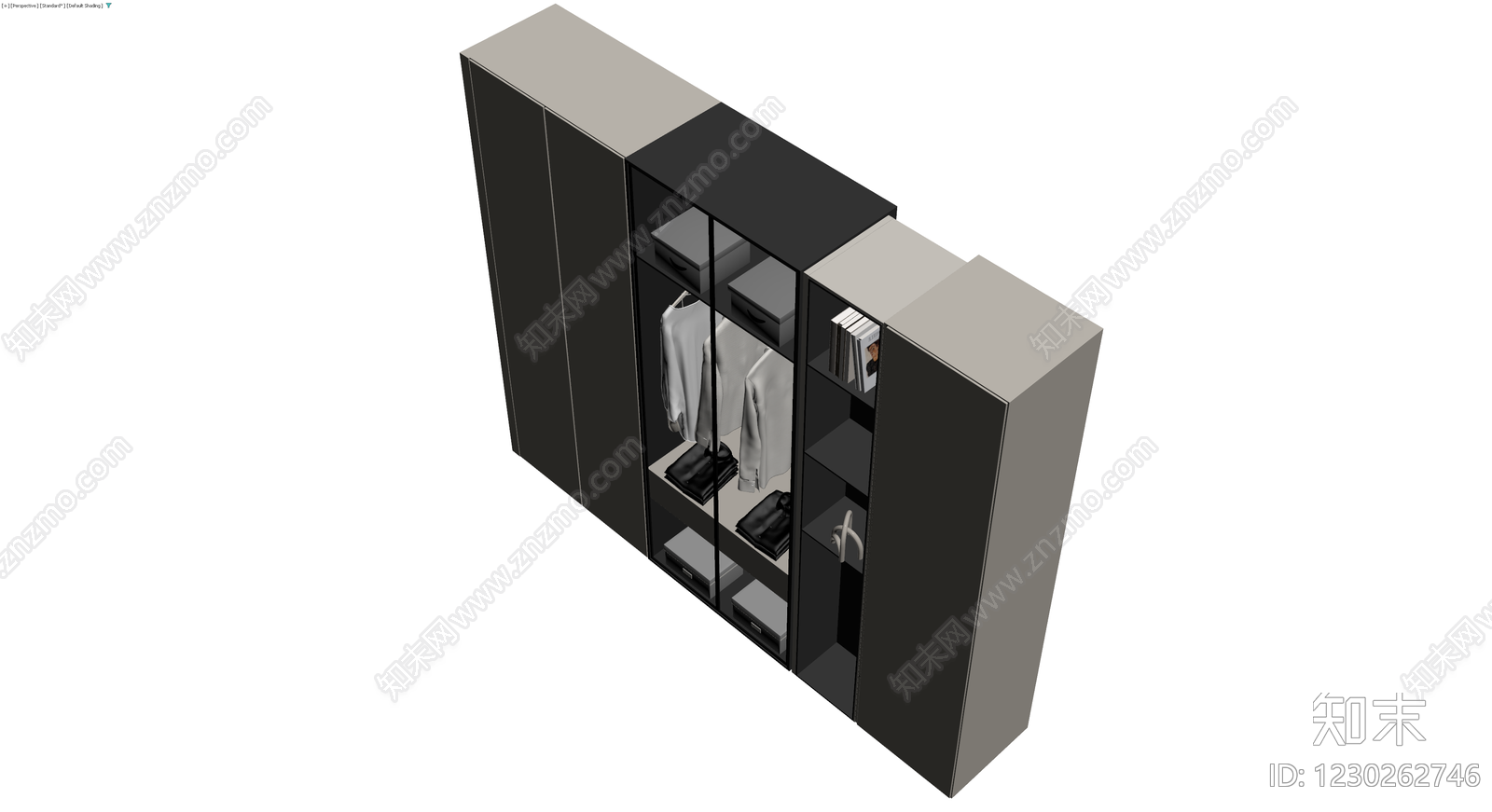 现代黑框玻璃衣柜3D模型下载【ID:1230262746】