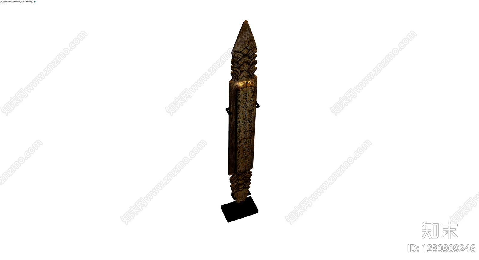 木质经文板雕塑3D模型下载【ID:1230309246】