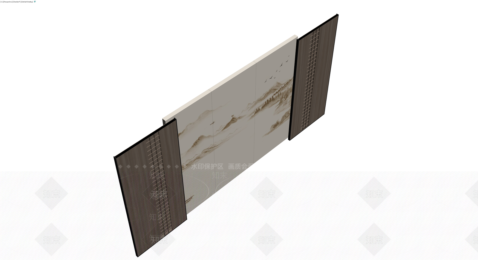 中式山水屏风隔断3D模型下载【ID:1230582048】