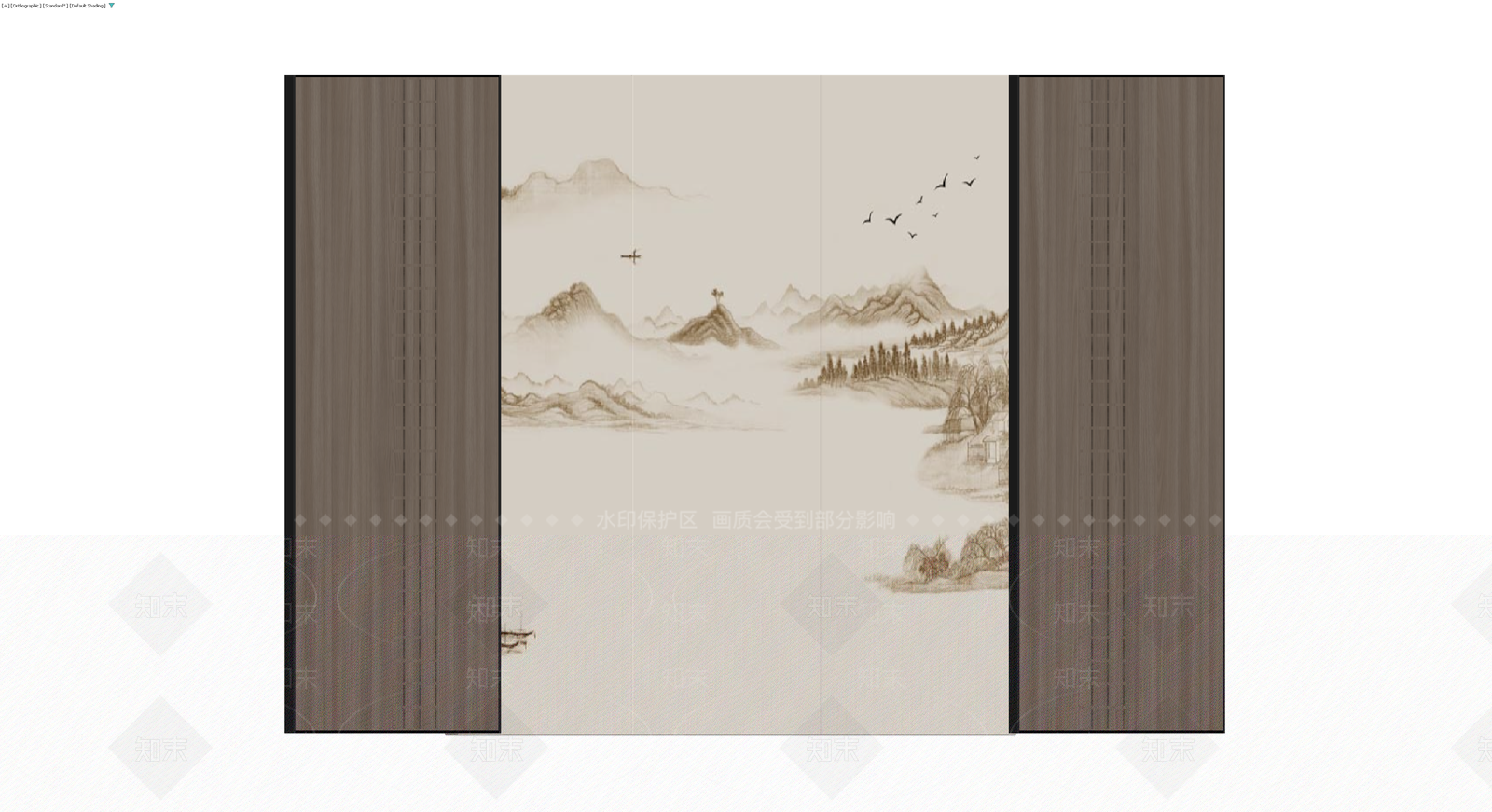 中式山水屏风隔断3D模型下载【ID:1230582048】