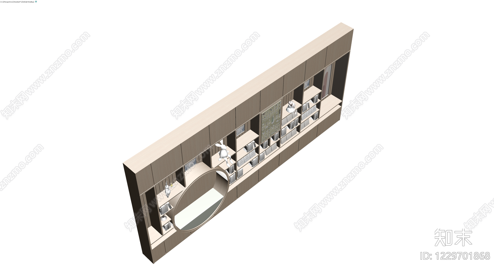 多功能圆洞书柜组合3D模型下载【ID:1229701868】