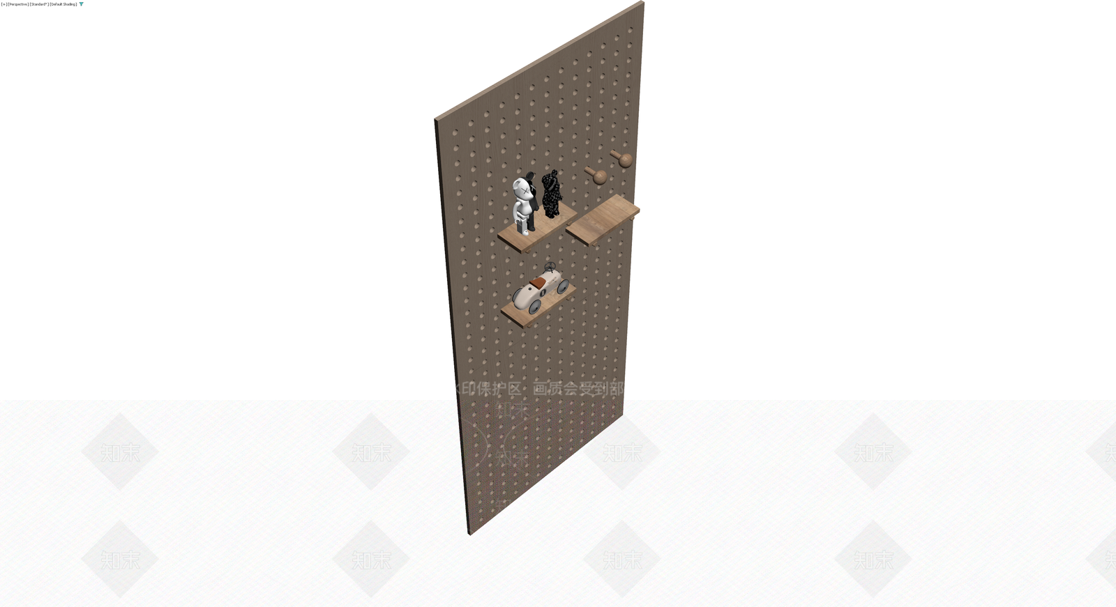 洞洞板置物架组合3D模型下载【ID:1229904097】