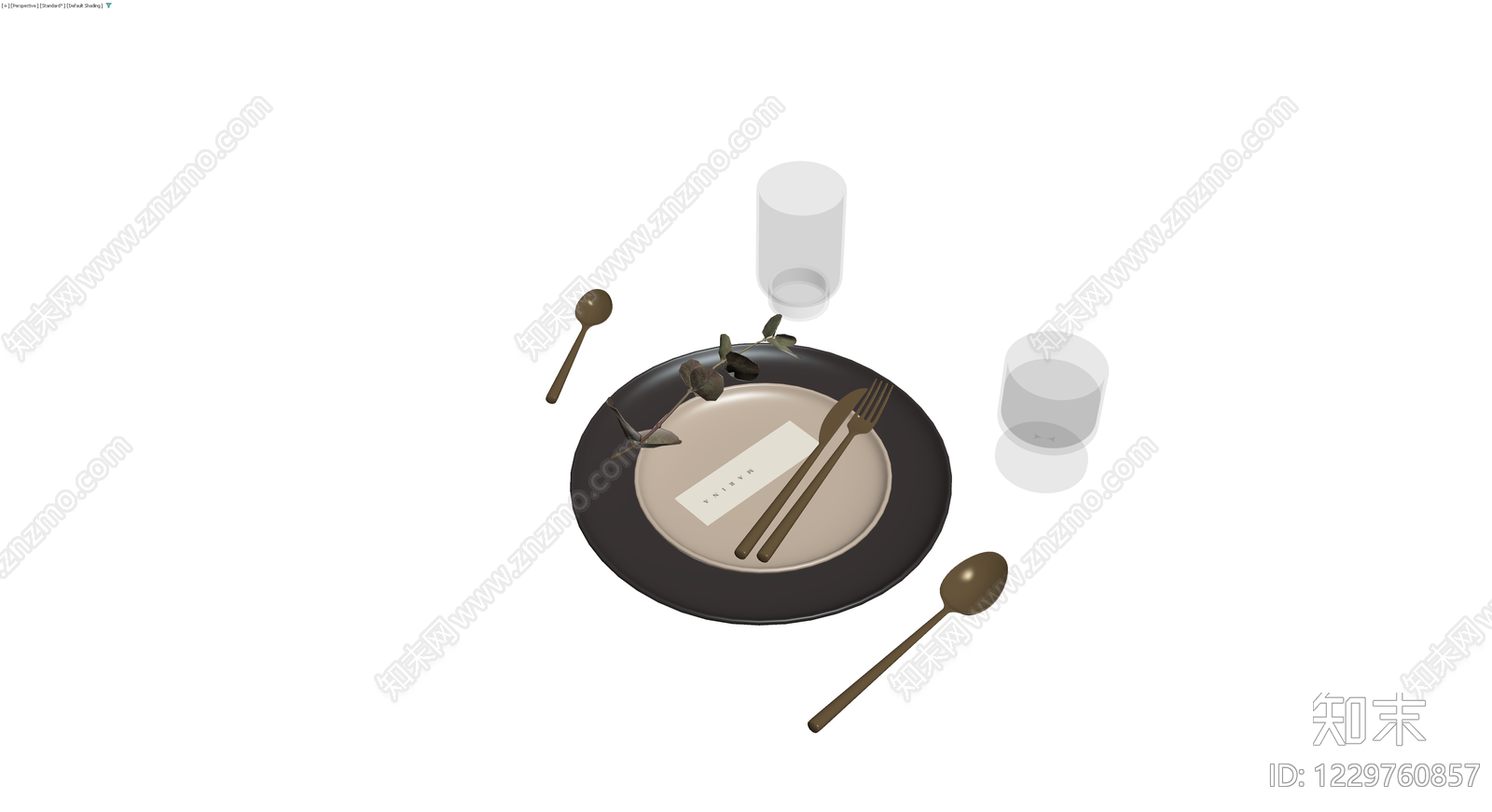 现代风格餐具组合3D模型下载【ID:1229760857】