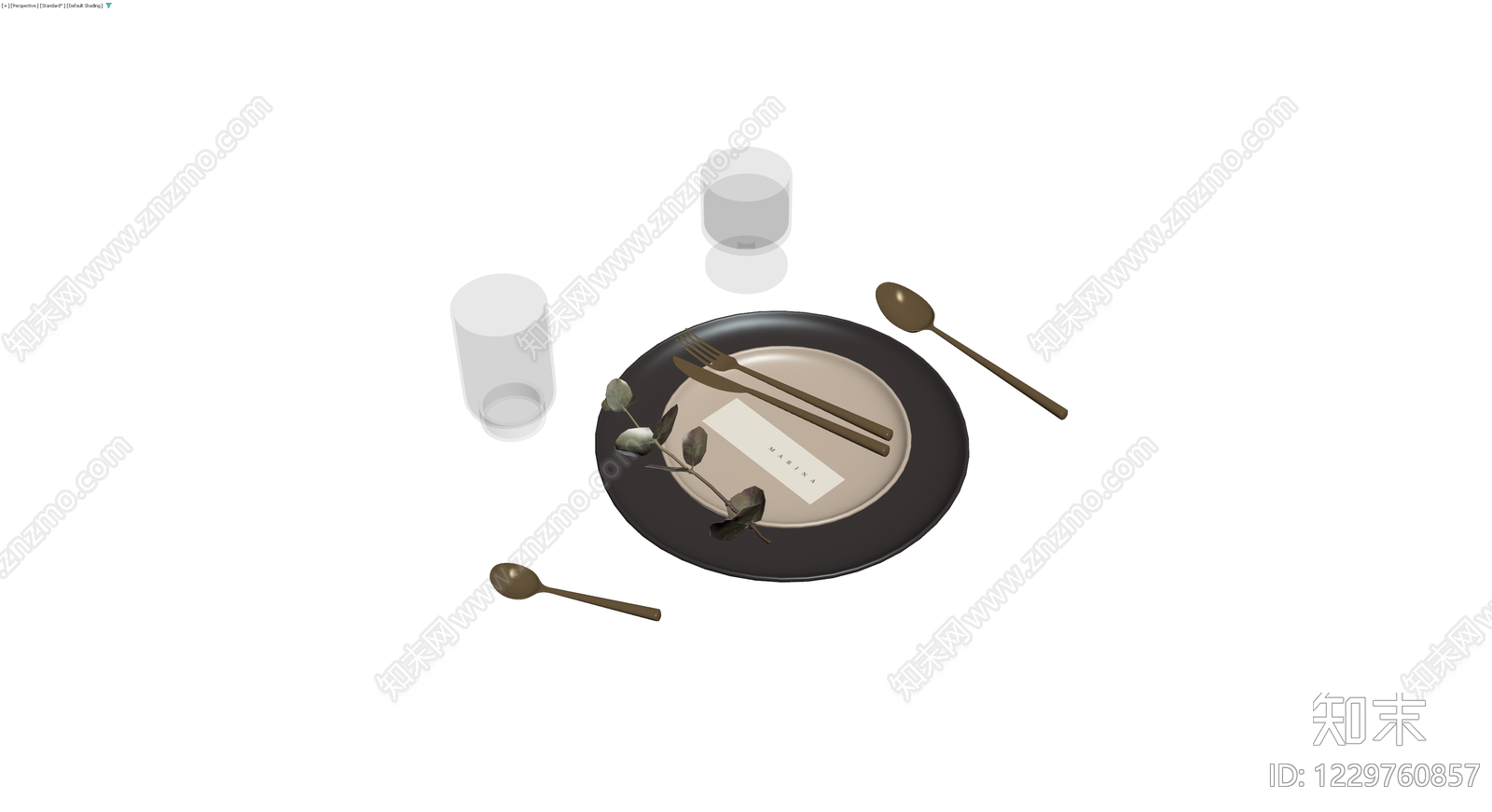 现代风格餐具组合3D模型下载【ID:1229760857】