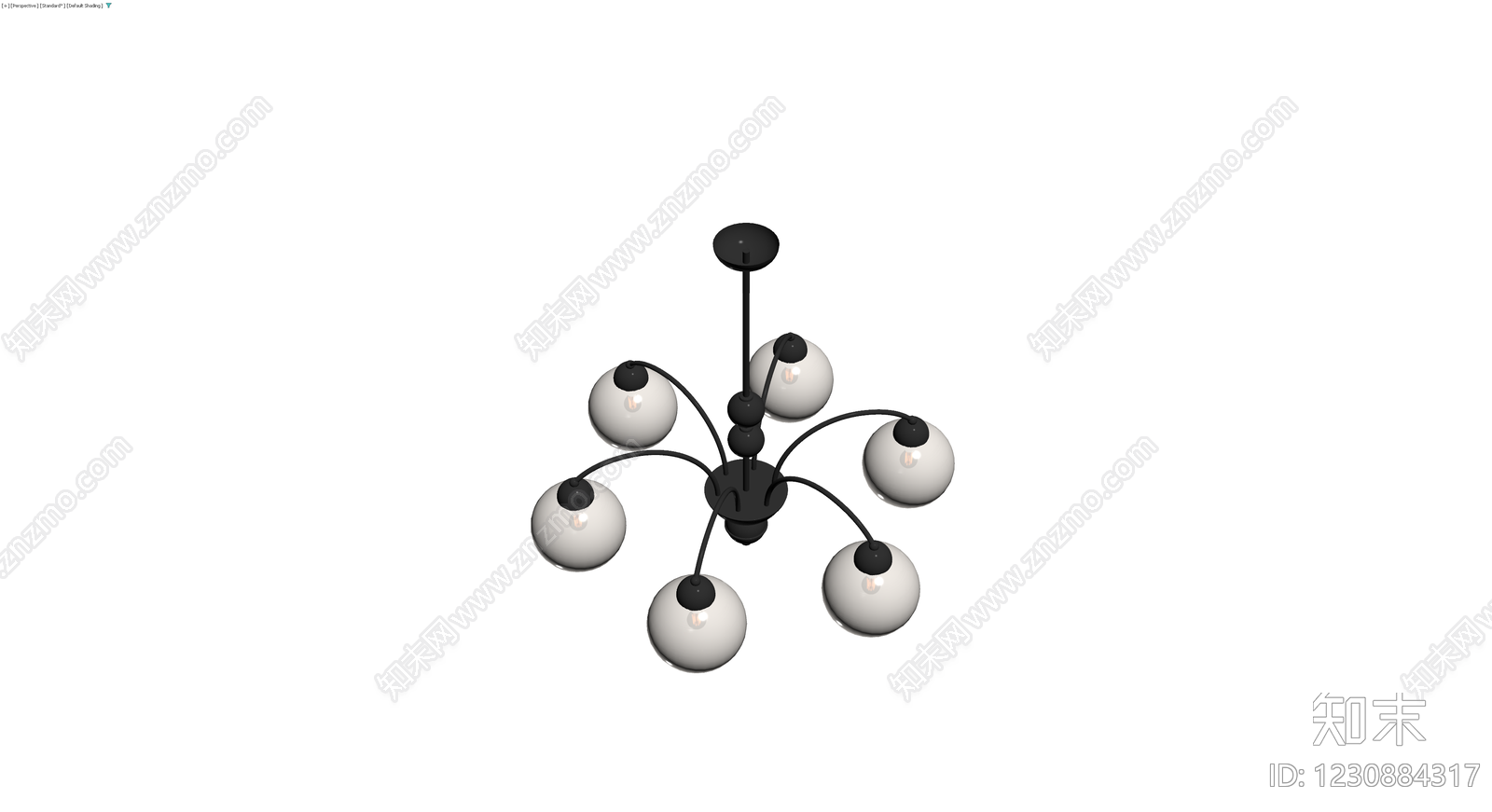 黑色多头球形吊灯3D模型下载【ID:1230884317】