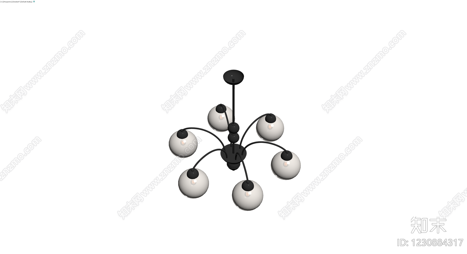 黑色多头球形吊灯3D模型下载【ID:1230884317】
