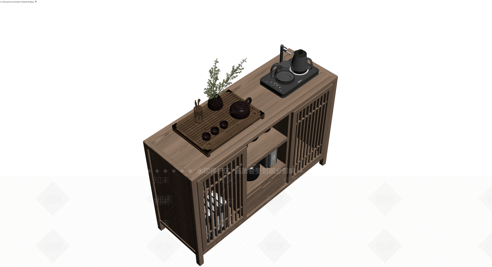新中式实木茶柜3D模型下载【ID:1229893142】