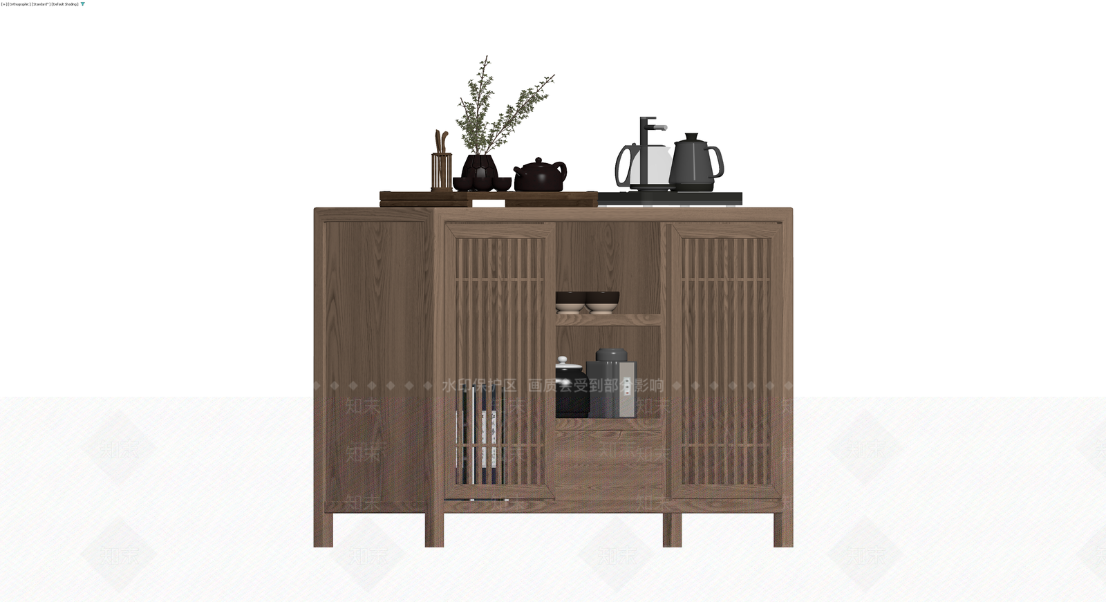 新中式实木茶柜3D模型下载【ID:1229893142】