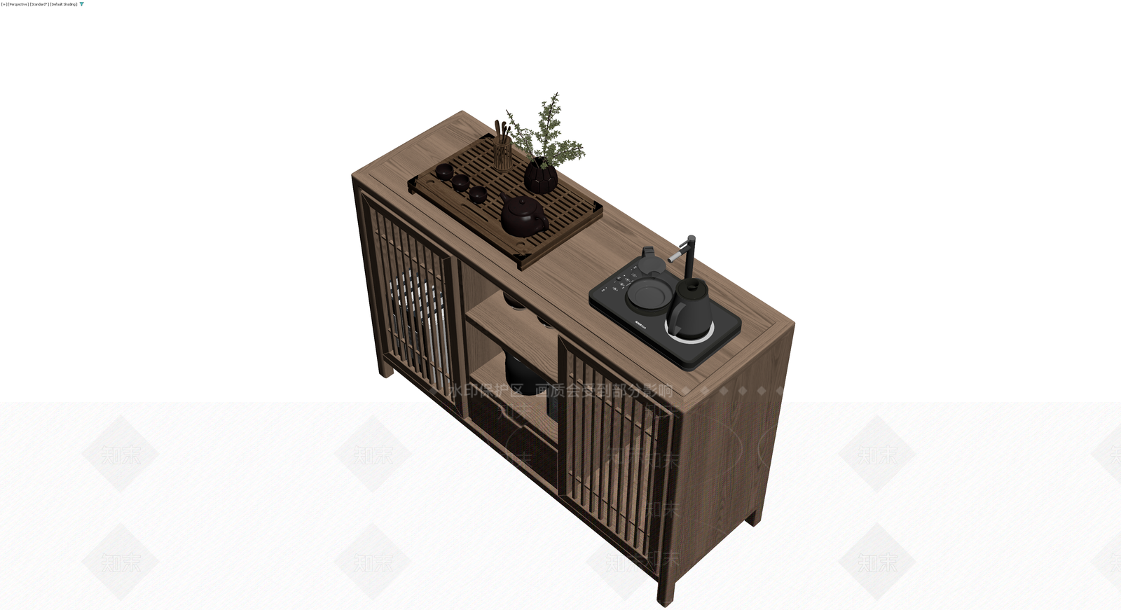 新中式实木茶柜3D模型下载【ID:1229893142】