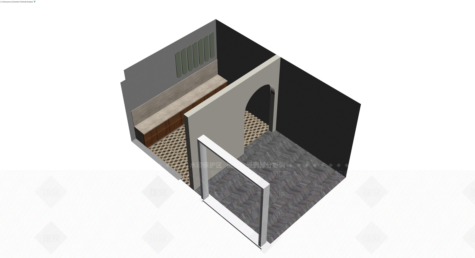 室内展示柜与拱门组合3D模型下载【ID:1230633934】