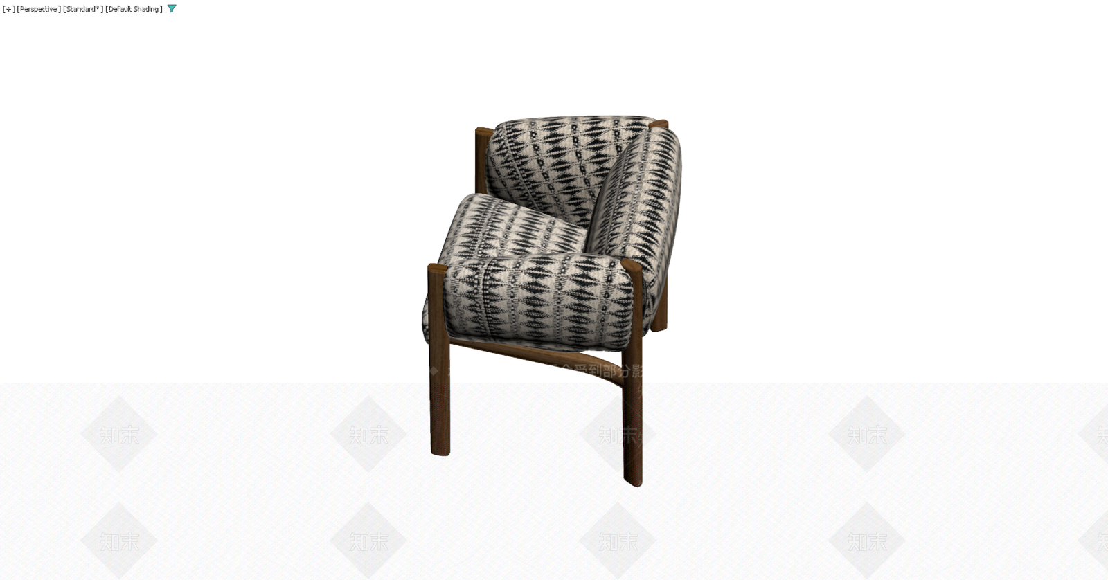 黑白几何纹扶手椅3D模型下载【ID:1229589346】