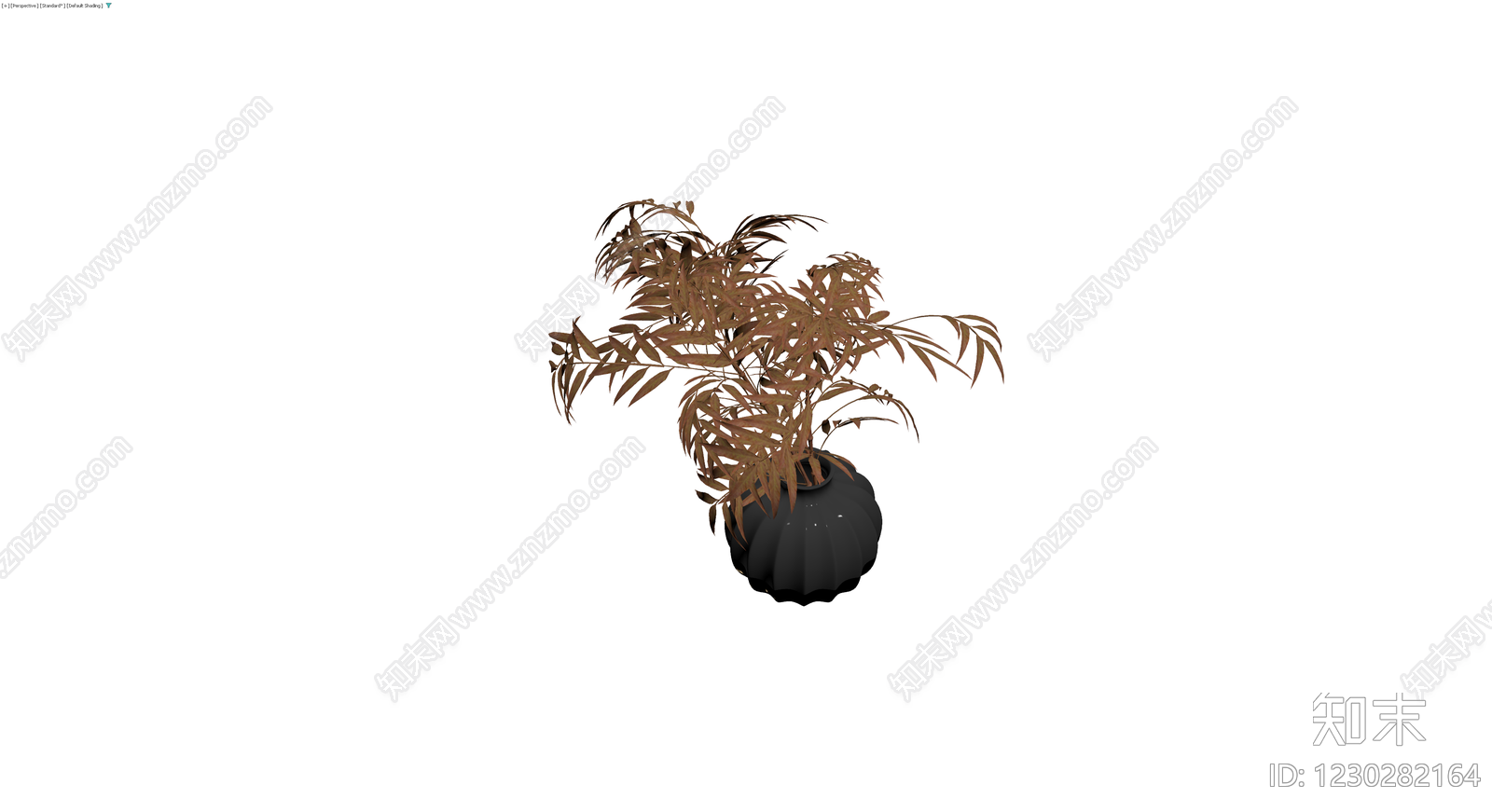黑色花器与植物组合3D模型下载【ID:1230282164】