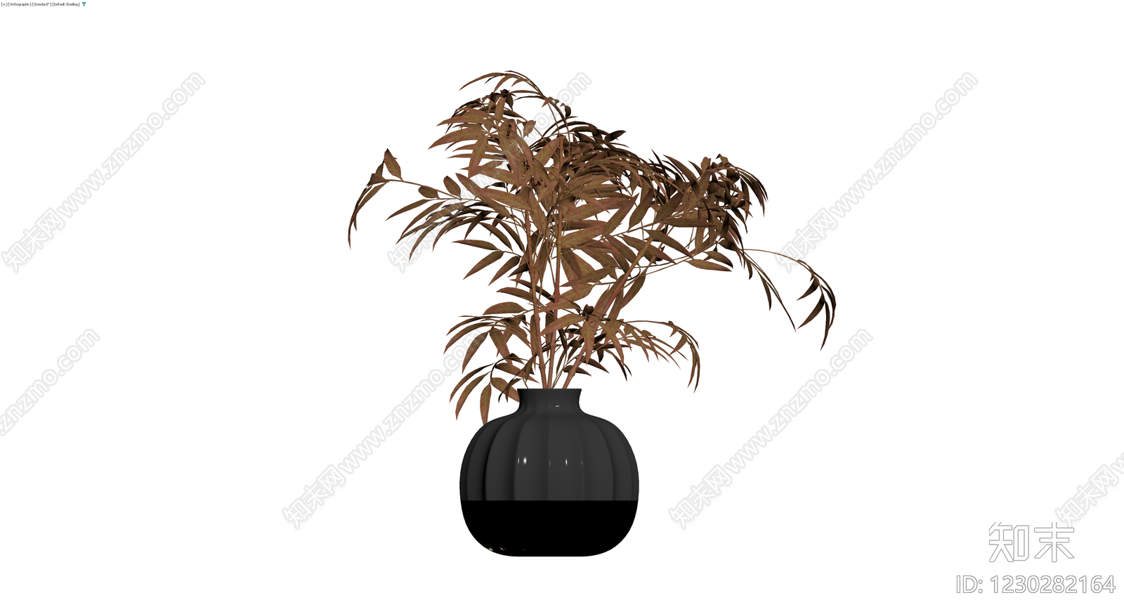 黑色花器与植物组合3D模型下载【ID:1230282164】