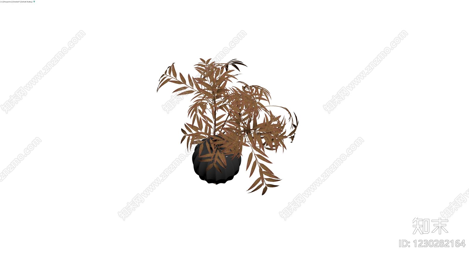 黑色花器与植物组合3D模型下载【ID:1230282164】