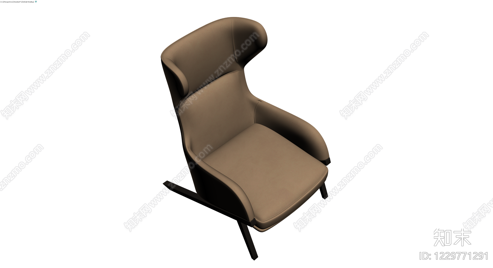 现代风格棕色单人沙发3D模型下载【ID:1229771291】