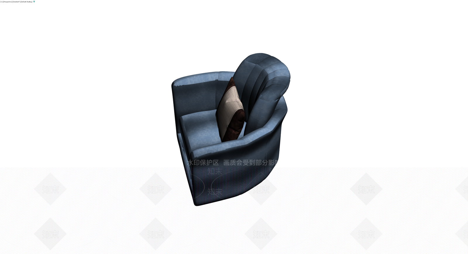 蓝色软包单人沙发3D模型下载【ID:1230422495】