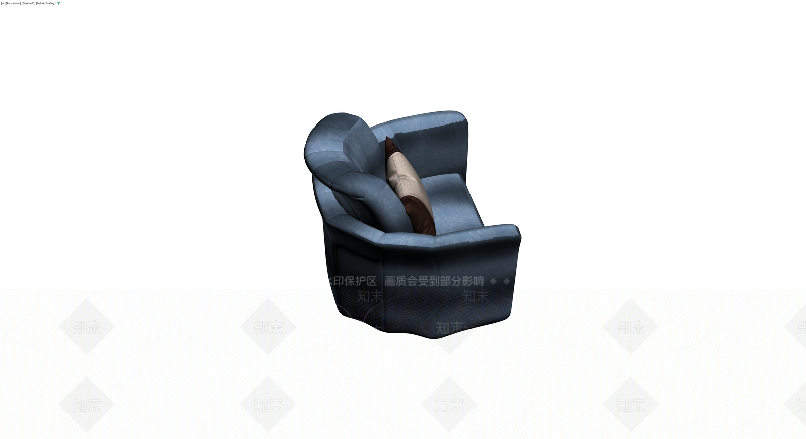蓝色软包单人沙发3D模型下载【ID:1230422495】