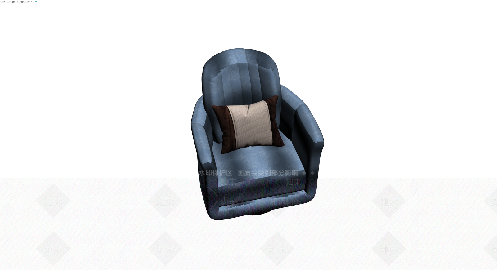 蓝色软包单人沙发3D模型下载【ID:1230422495】