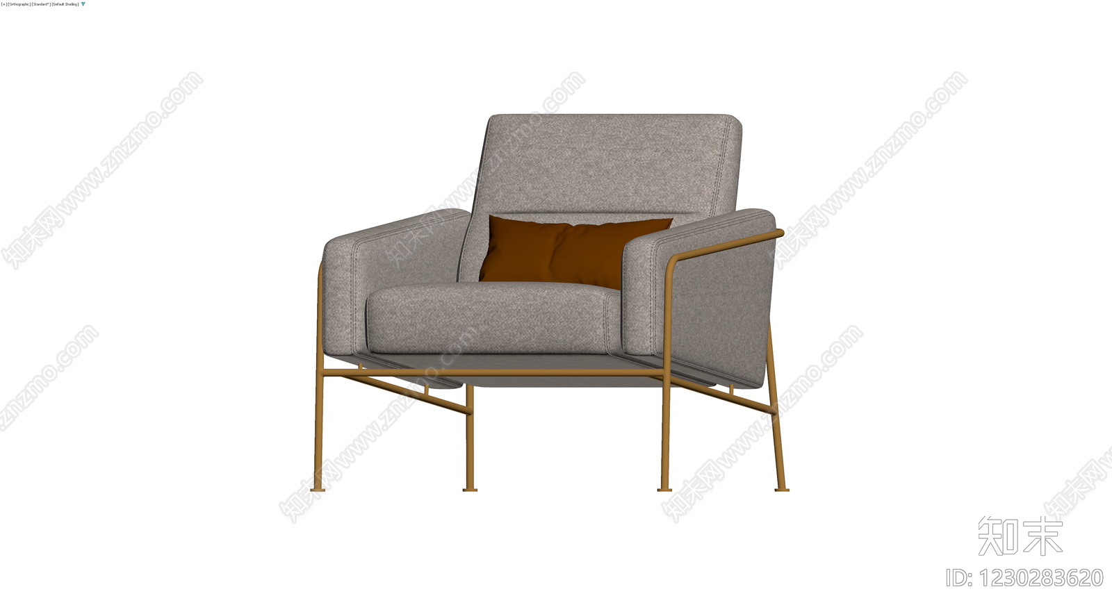 灰色布艺单人沙发3D模型下载【ID:1230283620】