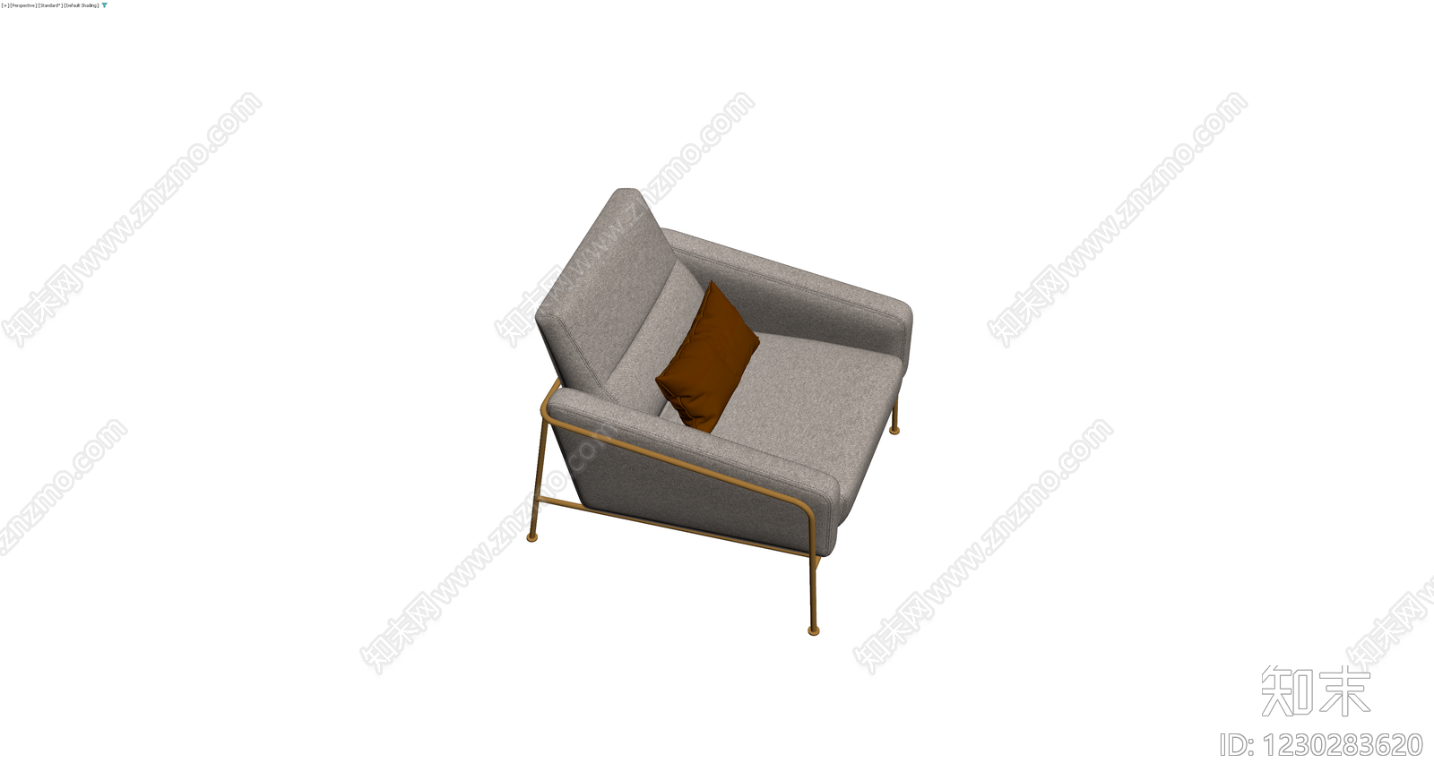 灰色布艺单人沙发3D模型下载【ID:1230283620】
