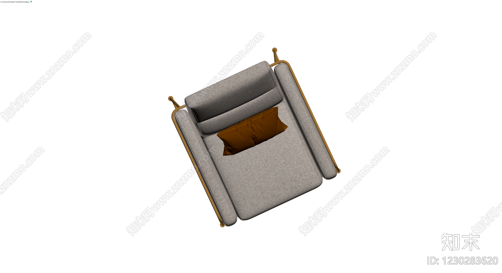 灰色布艺单人沙发3D模型下载【ID:1230283620】
