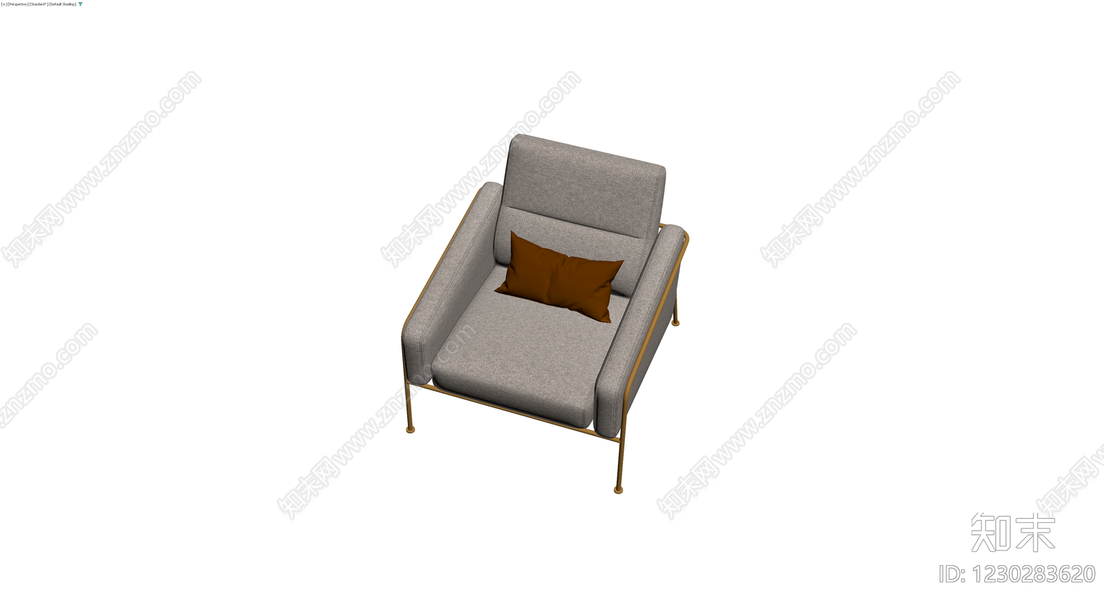 灰色布艺单人沙发3D模型下载【ID:1230283620】