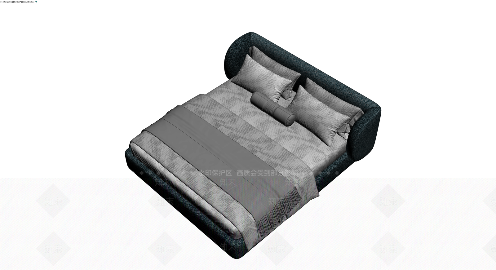 深色布艺软包床3D模型下载【ID:1230787694】