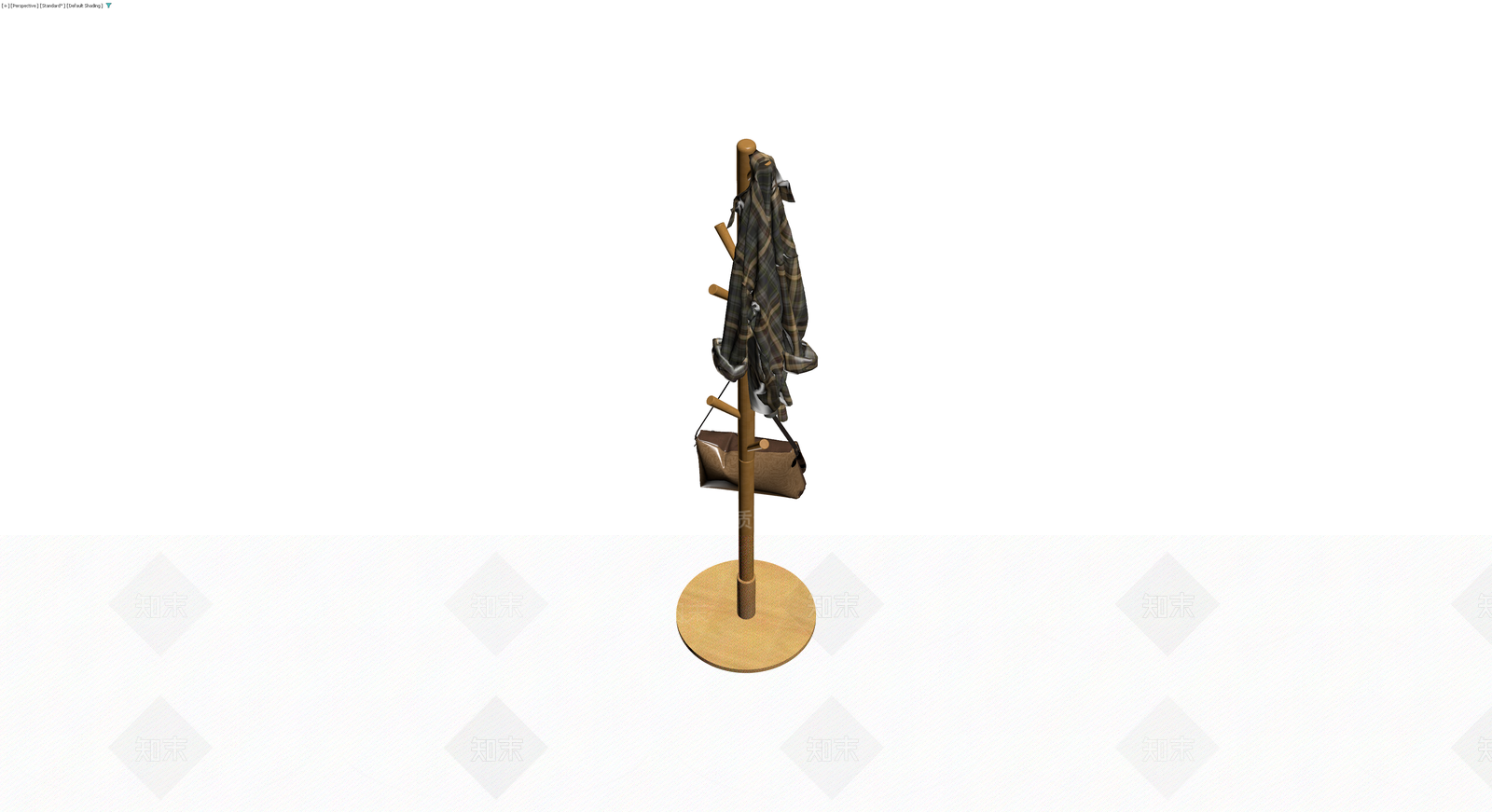 木质衣帽架挂衣物包3D模型下载【ID:1230645165】