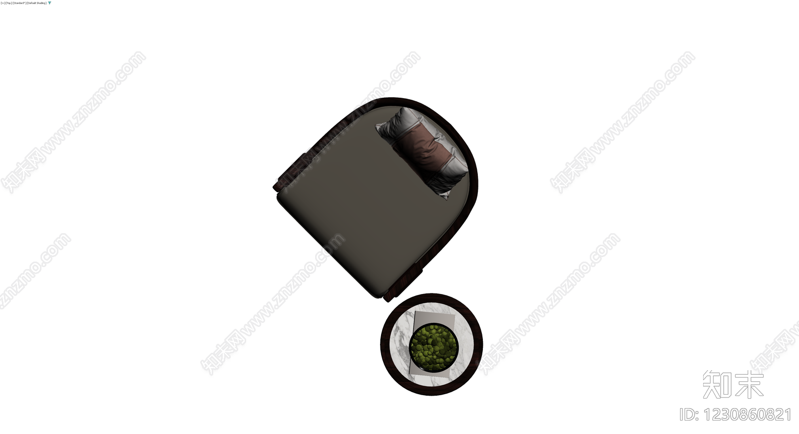深色木椅配大理石边几3D模型下载【ID:1230860821】