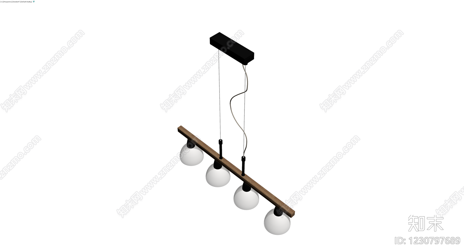 木质四头吊灯组件3D模型下载【ID:1230797689】